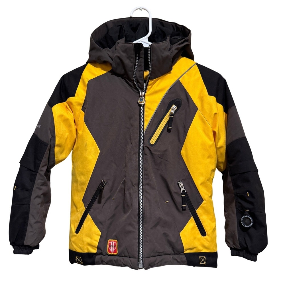 Obermeyer Youth Boys Yellow Black Winter Ski Jacket Coat Sz 7 I-Grow System